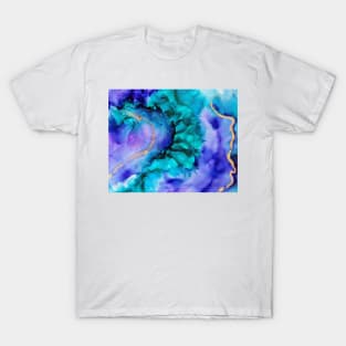 Abstract purple blue and green pattern T-Shirt